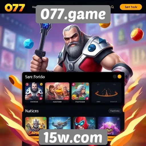 Interface do usuário no site 077.game é intuitiva